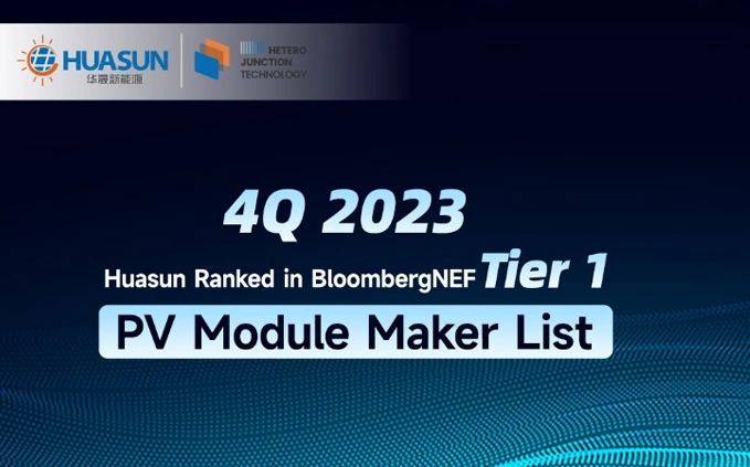 Huasun Listed as Tier 1 PV Module Maker for 4Q 2023 by BloombergNEF